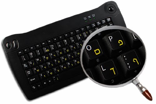 HEBREW-ENGLISH NON-TRANSPARENT KEYBOARD STICKER ON BLACK BACKGROUND