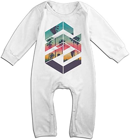 NOXIDN SMWI Baby Infant Romper Geometric Sunset Beach Long Sleeve Jumpsuit Costume,White 12 Months