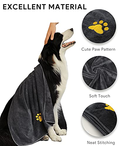Dog Towel for Drying Dogs, Microfiber Pet Towel, Super Absorbent, Paw Pattern, Soft Quick-Drying, , Suitable for Dog Bathing, Grooming, Travel,Beach, Large Size, 39.37 x19.69in
