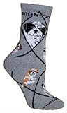 Shih Tzu Puppies Gray Cotton Dog Novelty Socks for Adults 9-11