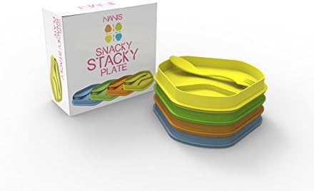 Nani's Snacky Stacky Plates (Pack of 4), Stackable, Picnic Plates, Chip n Dip Plates, Unique Quarter Plates,Innovative Products (Multicolour)