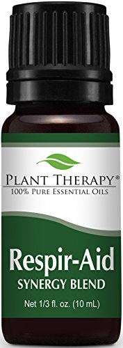 Plant Therapy Respir-Aid Synergy Essential Oil Blend. 100% Pure, Undiluted, Therapeutic Grade. Blend of: Eucalyptus, Pine, Peppermint, Lavender, Spruce, Marjoram and Cypress. 10 mL (1/3 Ounce)