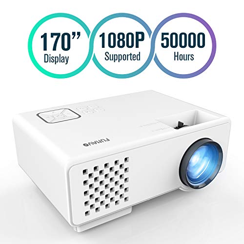 FUNAVO Projector, RD-815 Mini Projector Portable, Full HD 1080P Supported, 50000 Hours Video Projector for Smartphones, Amazon Fire TV Stick & DVD Multimedia Home Theater via HDMI, USB, VGA &AV