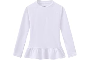 Dovio Girls Ruffle Rash Guard Swim Shirts, UPF 50+ Sun Protection Long Sleeve Rashguard Water Swimwear Tops