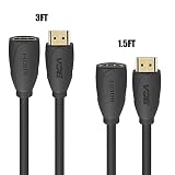 VCE HDMI Male to Female Extension Cable (3FT+1.5FT) High Speed 4K 3D Resolution Cable for Nintendo Switch,Blu Ray Player, Chromecast, Roku, Boxee, Xbox360, PS3,PS4-2PACK
