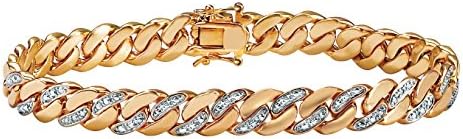 Men's White Diamond Accent 18k Yellow Gold-Plated Curb-Link Bracelet 8.5"