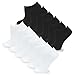Womens Sock 9-11 Everyday Casual Low Cut Ankle Socks School Uniform 12 Pairs with Mesh (White-Black)