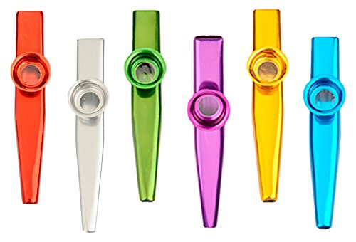 HoFire 6 Pcs Assorted Colorful Metal Kazoos Musical Instruments Party Favors （6 Colors）
