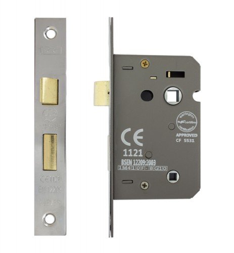 Fire Rated Bathroom Lock CE Rated BS Standard 63 mm Satin Nickel