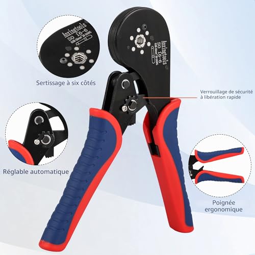 Ferrule Crimping Tool Kit, Hexagonal Wire Crimping Pliers for 0.08-16mm² with 1200pcs Red Copper Wire End Terminals, Ratcheting Wire Crimping Tool Kit