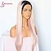 Sapphirewigs Fashion Blogger Silk Straight Dark Roots Ombre Pink Synthetic Lace Front Wedding Party Wigs