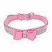 Pet Collars, Pet Supplies Adjustable Bowknot Dog Cat Necklace Rhinestone Crystal Bling Dog Collar (XS, Pink)