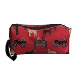 Travel Makeup Great Dane In Jeeps Cute Dogs Black And Red Cosmetic Pouch Makeup Travel Bag Purse Holiday Gift For Women Or Girls
