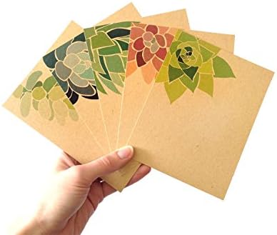 Set of 10 Succulent Notecards - flat note cards printed on recycled paper