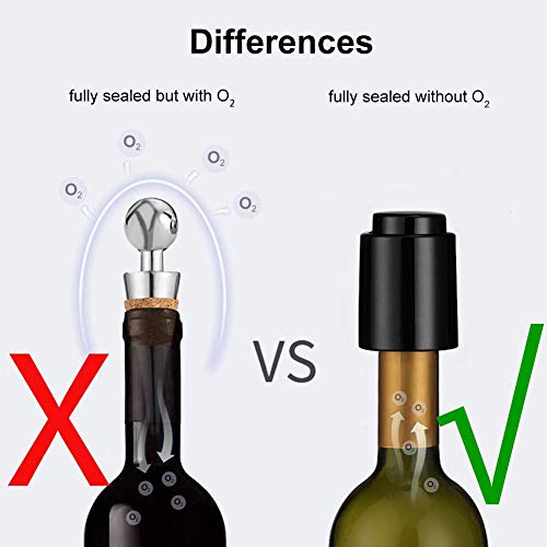 Vacuum Wine Stoppers,Wine Bottles Sealers Preservers,Vacuum Beverage Bottle Saver with Inner Rubber,Remove Air and Vacuum Seal Opened Wine Bottle for 7-14 Days