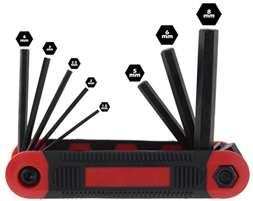 Drixet Red Folding Metric/mm Hex Socket Driver Allen Key. (8-Piece)