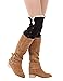 Dimore Plus Size Button Leg Warmers Boot Cuffs for Boots Knit Leg Warmers with Lace Crochet Black
