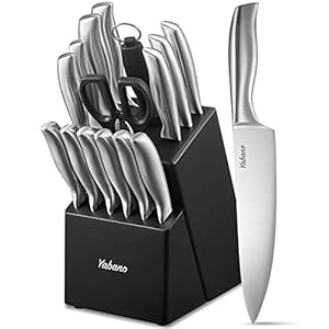 Yabano Cuchillos Cocina, 16 Piezas Set Cuchillos Cocina, Juego de Cuchillos Profesional Hecho de Acero Alemán X50Cr15, Súper Afilado, Diseño ergonómico