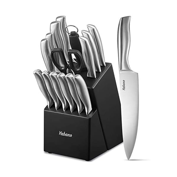 Yabano Cuchillos Cocina, 16 Piezas Set Cuchillos Cocina, Juego de Cuchillos Profesional Hecho de Acero Alemán X50Cr15, Súper Afilado, Diseño ergonómico