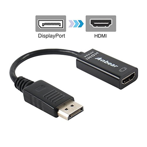 DisplayPort 1.2 to HDMI,Anbear Display Port to HDMI Adapter 4K2K Gold Plated (Male to Female) for DisplayPort Enabled Desktops and Laptops to HDMI Converter Connect Displays