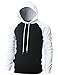GIVON Mens Slim Fit Raglan Hoodies Pullover Lightweight Long Sleeve Sweatshirt with Kanga Pocket / DCF027-BLACK/WHITE-2XL