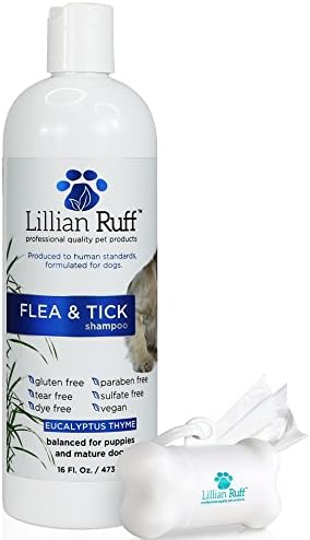 Lillian Ruff Flea and Tick Shampoo for Dogs with Aloe Vera - Soothe The Itch and Repel The Critters with Natural Essential Oils - Balanced for Puppies and Mature Dogs
