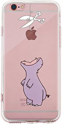 iPhone 6s Clear Case, PC Back/Soft TPU Whimsical Patterned Clear Cover Case for iPhone 6/iPhone 6S - Purple Hippo