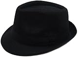 Eqoba Men / Women Classic Cotton Blend Solid Color Short Brim Trilby Fedora Hat