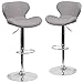 Flash Furniture Denville 2 Pack Contemporary Gray Fabric Adjustable Height Barstool with Curved Back and Chrome Base