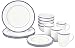 AmazonBasics 16-Piece Cafe Stripe Kitchen Dinnerware Set, Plates, Bowls, Mugs, Service for 4, Blue primary