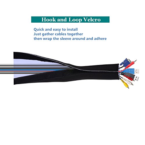 AGPTEK-114-Cable-Management-Sleeve-DIY-Adjustable-Neoprene-Cord-Hider-for-TV-Computer-Reversible-Black-and-White