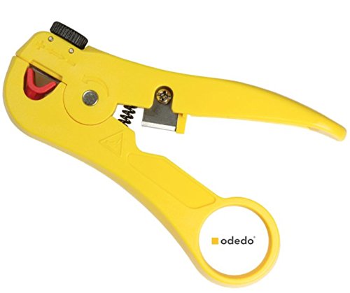 Odedo® wire stripper with cable cutter for network cables, ethernet cables, coaxial antenna cables, stripper tool, network cable stripper with cutter