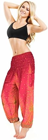 CJ Intertrade Elephant Pants Harem Pants Size S,M,L,XL,2XL Hippie Boho Yoga Bohemian Pants (2XL, Pink Peacock)
