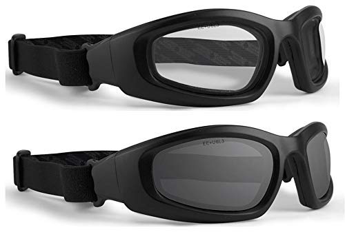 2 Pairs Epoch Motorcycle Goggles with Black Frames and Clear Smoke Lenses - Thumbnail 6