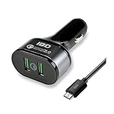 IBD Quick Charge 2.0 Dual USB Rapid Turbo Car Charger Adapter for Samsung Galaxy S7/S6/ , Note 5/ 4 / Edge, Nexus 6,iphone,HTC M9, Xperia Z3/ Z2, Moto X, LG G4 G5 and More