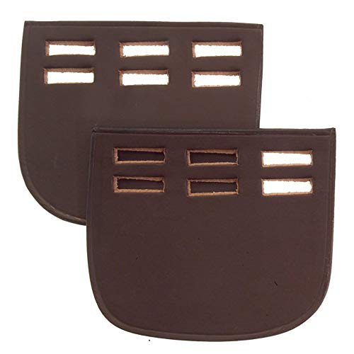 Girth Buckle Guards 3 Slots for English Horse Riding Saddle Leather (Brown)