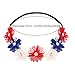 LUX ACCESSORIES Red White Blue American Flag 4th of July Independence Floral Flower Stretch Crystal Headband