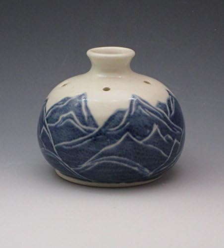 Handmade Porcelain Bud Vase, Essential Oil Reed Diffuser, Handpainted in Mountain Design