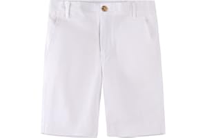 Spring&Gege Boys' Cotton Twill Flat Front Uniform Stretch Chino Shorts