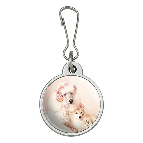 Poodles Mother and Daughter Puppy Dog Jacket Handbag Purse Luggage Backpack Zipper Pull Charm