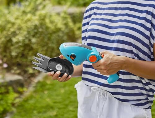 Gardena ComfortCut Li Cordless Grass and Shrub Shears Set, Lawn Edging Shears and Shrub Cutter, Angled Comfort Handle with LED Display, Blade Change without Tools (9888-20)