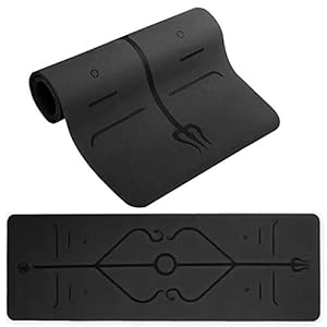 Yoga Mat – Eco Friendly TPE Gym Mat with Alignment Lines, Textured Non Slip Surface and Optimal Cushioning,Thick Non Slip Workout Mat with Carrying Bag Perfect for Yoga and Fitness – 183 * 61 * 0.6cm