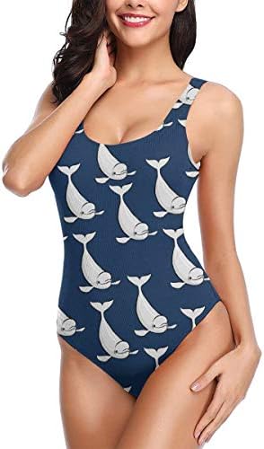 Beluga Whale One Piece Swimsuits Athletic Racerback Bathing Suits Fashion Bikini