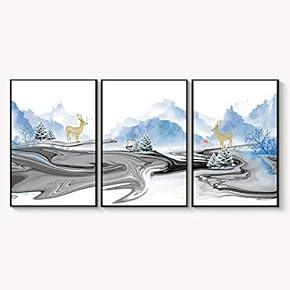 Framed Canvas Wall Art for Living Room, Bedroom Abstract Landscape Dream Place Canvas Prints for Home Decoration Ready to Hanging - 16"x24"x3 Panels