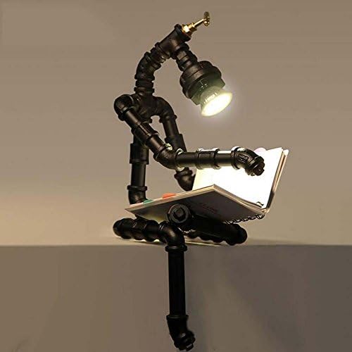 Water Pipes Table Lamp,Vintage Industrial Iron Robot Table Lights, LED Eye-Care Table Lighting, Bedroom/Bedside/Living Room/Studyroom Decorative Table Lamps, E27, 1450cm