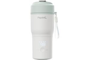 Papablic Portable Bottle Warmer for Home & Travel — 85W Fast Heating, Built-in Sterilizer, 4 Temp Settings, 6 Feeds per Charge, 3-Inch Wide Mouth, Fits Car Cup Holder