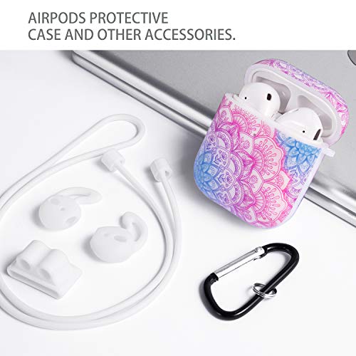 Cutebricase AirPods Case Silicone Protective Cover for Apple AirPods 2 & 1 with Keychain Compatible with Wireless Charging(Mandala)