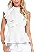 Dearlovers Women High Neck Solid Color Casual Top Vest X-Large Size White