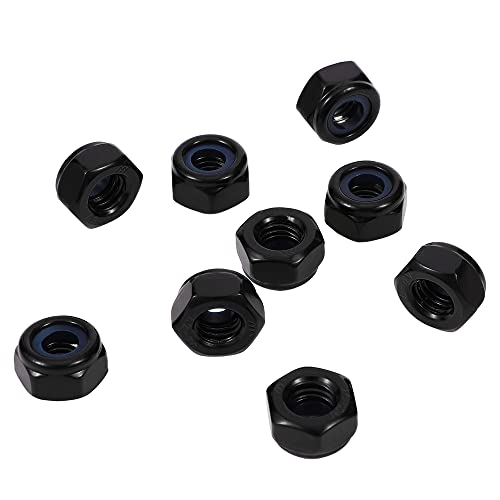 M4 Black Nylon Insert Hex Lock Nuts Locknuts, Stainless Steel 188 (304