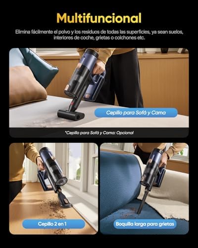 V12 Aspirador Sem Fios 58KPa/50 Min/500ml, Aspirador Sem Fios, Fácil de Limpar, Bateria Removível, Leve e Acessórios Multiusos, Aspirador Vertical Stick para Pavimentos/Alcatifas/Cabelo/Carro
